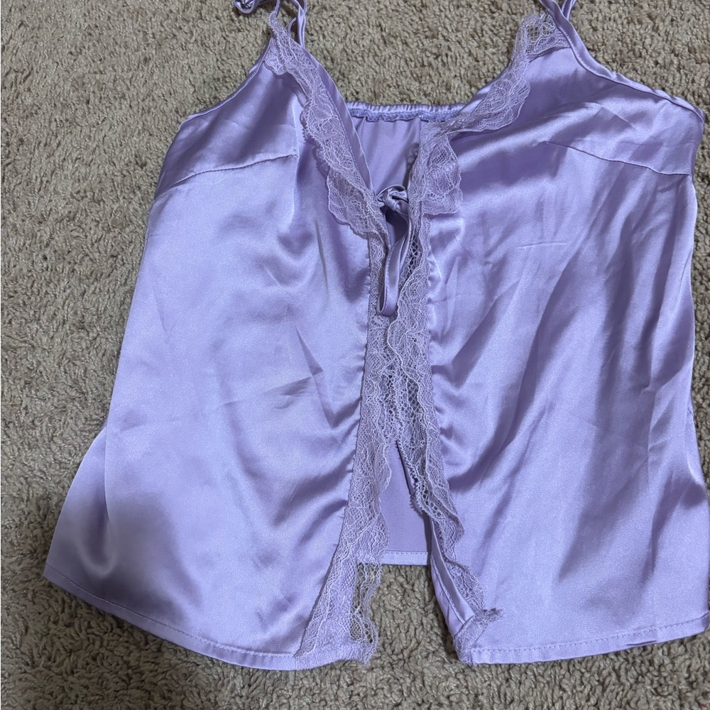 SHEIN Lavender Lace Trim Tank Top